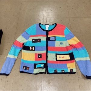 color block grandma sweater size large petite